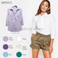 DISKON WRTH08 3 4 Sleeve Shirts Kemeja Wanita Atasan Baju Kerja