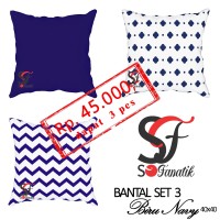 3 Sarung Bantal Sofa kursi motif Set Biru Navy 4 minimalis murah cush