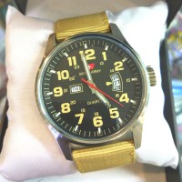 Swiss Army Jam Tangan Pria Kanvas Krem Silver Hitam SA DA954 Original