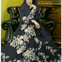 Syari Evania Navy Gamis Syar'i Terbaru Kekinian Baju Muslim Seragam