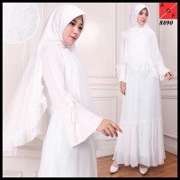 PROMO BAJU GAMIS WANITA / GAMIS JUMBO / MUSLIM PUTIH #8090 JMB !!!