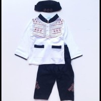 EKSKLUSIF BAJU MUSLIM KOKO ANAK LAKI COWOK PUTIH CELANA WARNA BORDIR