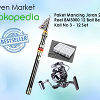 Paket Pancingan Joran 2.4M. Reel BM3000 12 Ball Bearing. Kail 1 Set