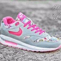 TERLARIS sepatu nike air max women floral grey pink