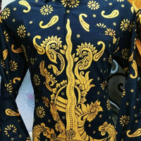 BAJU KEMEJA BATIK/BAJU BATIK PRIA LENGAN PANJANG Motif Keris Dan Bunga