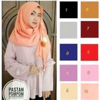 Jilbab Pashmina Instan Pompom Bubblepop Warna Hitam