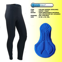 Celana Panjang Sepeda Ketat Import Padding Gel Coolmax Hitam Polos Cyc