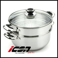 TERLARIS - PANCI KUKUS SERBAGUNA 28CM 2 SUSUN STAINLESS STEEL STEAMER