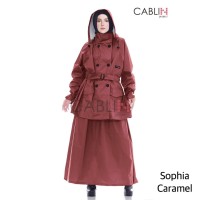 Jas Hujan Muslimah Raincoat Wanita Caramel Cablin Project Model Rok