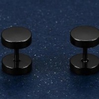 Anting Pria Cowok Lelaki Barbell Titanium Steel 8mm per 1 buah ilf