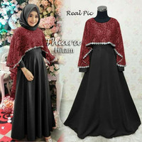 Jual GAMIS PESTA REALPIC DRESS CANTIK THIARA HITAM-MAROON BAJU MURAH Murah