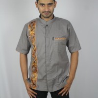 Jual Baju koko batik baru, busana muslim pria kualitas premium TN 66 abu Murah