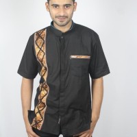 Jual Baju koko batik baru, busana muslim pria kualitas premium TN 66 Hitam Murah
