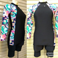 Baju Renang Wanita Atasan lengan panjang + celana pendek motif UL02