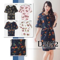 d2152 baju dress gaun midi skirt bunga casual wanita