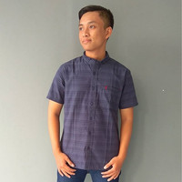 Promo Kemeja Pendek Cressida Original Salur Katun Slim Fit Murah