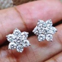 Anting Giwang Emas 18k 75% ASLI BERLIAN Natural Diamond WK198