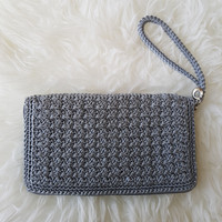 Dompet Rajut Handmade Crochet Clutch Gray