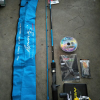 Paketan Toman Joran Bait Casting Maguro dan Reel Bait Casting Maguro