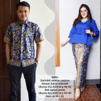 baju couple batik buat kondangan acara resepsi warna biru BSG606