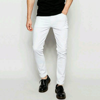 Celana Jeans Panjang Pria Skinny Slimfit Putih