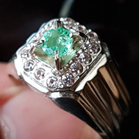 C307 cincin zamrud jamrud natural emerald ring perak nomor 19,5/8,75