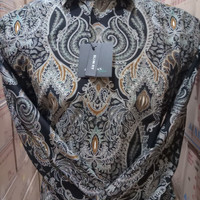 BAJU ALISAN Batik Lengan Panjang Slimfit Motif Keraton //Hitam//