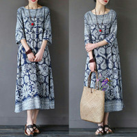 ZANZEA DRESS TUNIK MAXI PRINT FLORAL