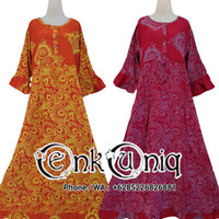 Jual Dress Kancing Batik Cap / Busana Muslim Batik / Gamis Batik MCAF12 Murah