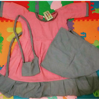 Gamis / Setelan Gamis / Baju Muslim Anak dengan Hijab dan Tas
