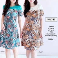 Jual SEVN747 - dress pesta batik midi sepan lace brukat bunga modern etnik Murah