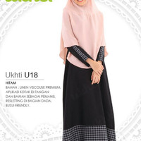 Ukhti U18 Gamis Syar'i Linen Viscouse Premium Warna Hitam Busui