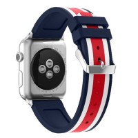 APPLE WATCH 42MM SERIES 1 2 3 RAINBOW RUBBER STRAP SMARTWATCH SPORT