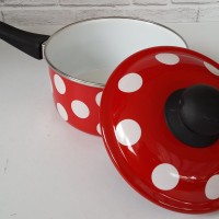 Saucepan 18Cm Bahan Enamel Homeline-Panci Motif Polkadot Dote18