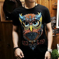 Kaos Pria Distro Black Owl Sleep/ Kaos distro