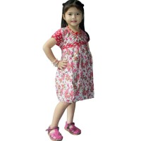 Dress Coklat Batik Anak, Baju Tidur, Ukuran L,Usia 3-4 Tahun-Dka002-01