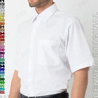 Kemeja DENVER B8-14 Baju Kerja Cowo Lengan Pendek Polos Putih