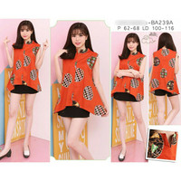 blouse baju tanpa lengan atasan batik wanita cewe perempuan motif