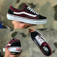 Sepatu Vans Oldskool Maroon Black Premium Original / Pria Wanita Kets