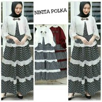 Baju wanita motif polkadot Gamis shabby hijaber murah Nikita polka