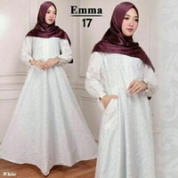 BAJU GAMIS TERBARU Maxi Emma (17) Putih Baju Muslim Wanita Gamis Model