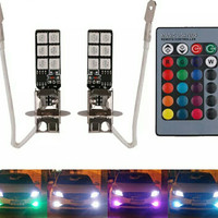 LAMPU FOGLAMP H3 LED RGB ANEKA WARNA DENGAN REMOTE