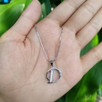 Kalung huruf perak 925 lapis emas putih