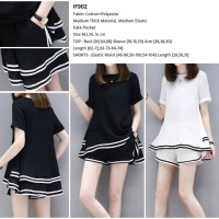 LW-IF902 BAJU SETELAN WANITA ATASAN DAN BAWAHAN IMPORT HITAM-PUTIH