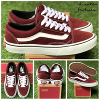 SEPATU VANS OS OLD SKOOL MAROON WHITE - OLDSKOOL MERAH MARUN PUTIH