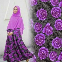 Baju Gamis Syari Oki Rose Tosca Ungu Marun Biru setelan Murah