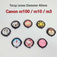 Tutup Lensa Kamera Canon 49mm Lens Cap Lenscap Karakter Lucu