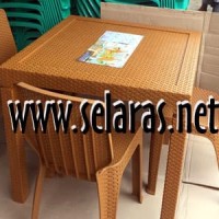 Meja Makan Motif Anyaman Rotan Napolly MM 7388 tanpa kaca