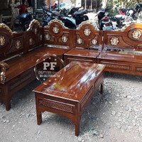 Meja Kursi Ruang Tamu Sudut Bahan Kayu Jati Ukir Jepara GRATIS ONGKIR