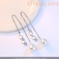 Anting Tassel Panjang Korea Silver Pesta Bintang Blink Mutiara MM508